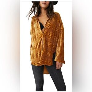 NWOT Free People Mustard Blouse